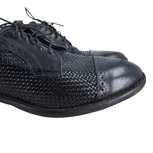 Allen Edmonds Shreveport Black Leather Lace Up Oxfords Size 9.5 Split Toe Woven - Picture 15 of 15